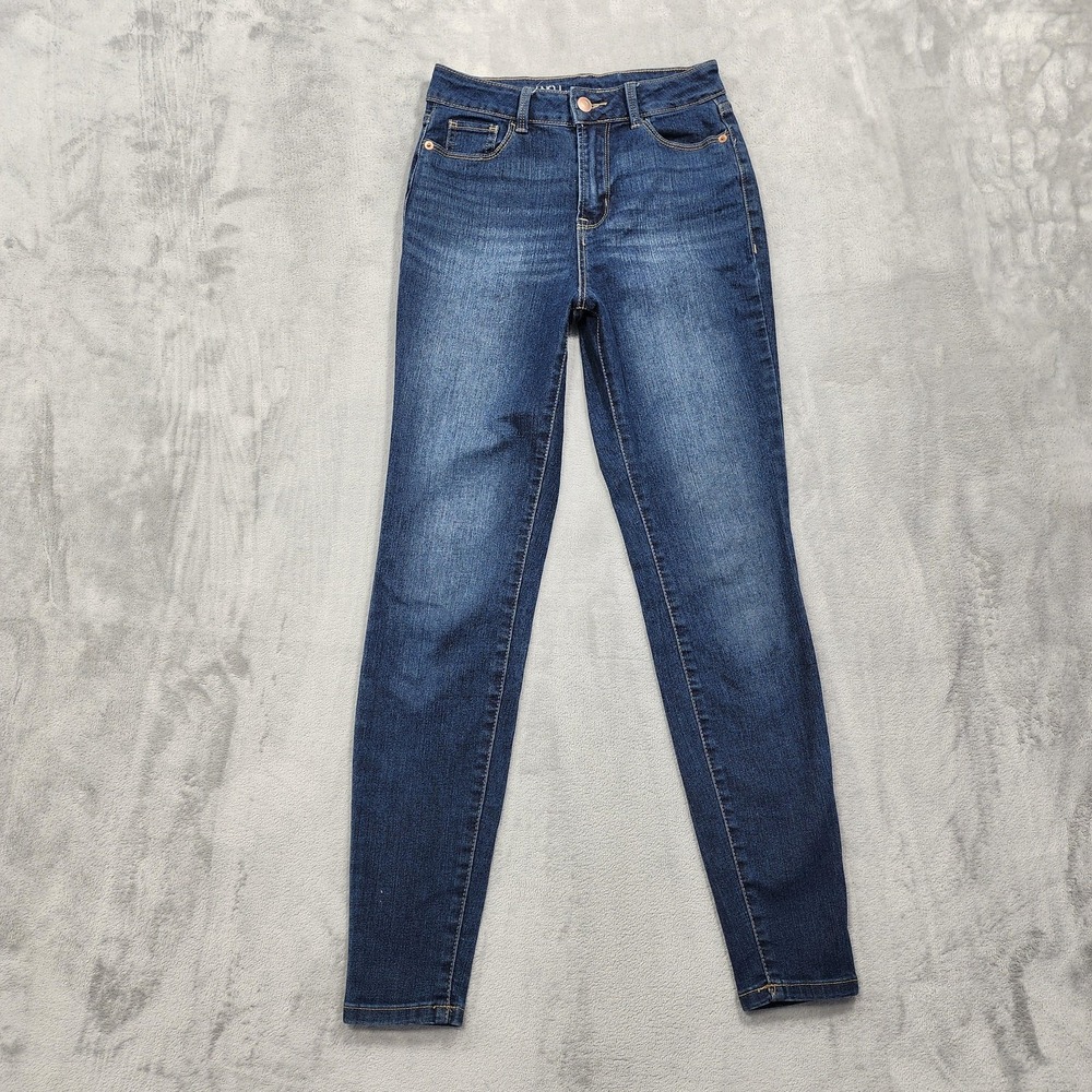 No Boundaries Jeans Women 1 Juniors Blue Dark Wash Mid Rise Skinny Stretch Denim
